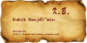 Kubik Benjámin névjegykártya